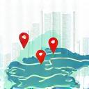 Icono de Location Intelligence representando un mapa con puntos de datos